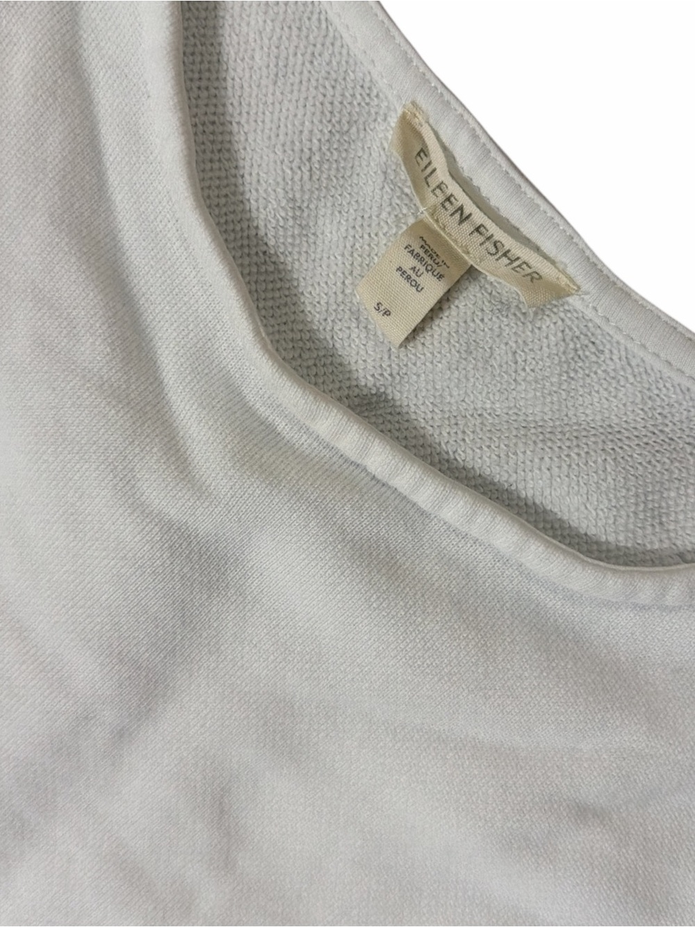 EILEEN FISHER Crewneck Sweatshirt Knit Top in White